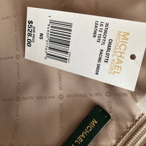 Michael Kors Charlotte 35T0GCFT7L Large Top Zip Tote In Racing Green - Picture 6 of 6
